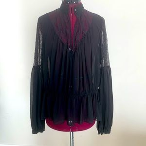 Black lace chiffon blouse